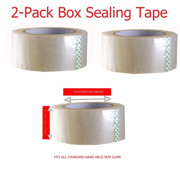 Carton Sealing Tape (2 Pack) 110 Yards 2 Mil 330 ft Clear Shipping Packing Tape - Picture 2 of 5